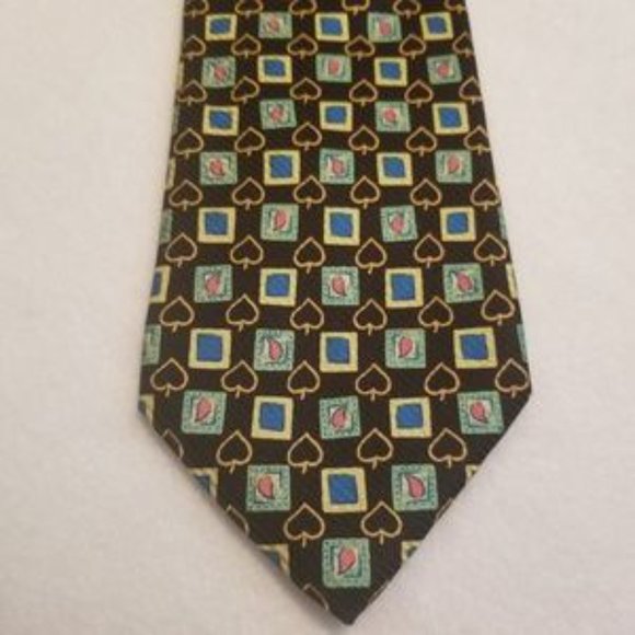 Federigo Spades Pattern Men's Tie - Picture 3 of 5
